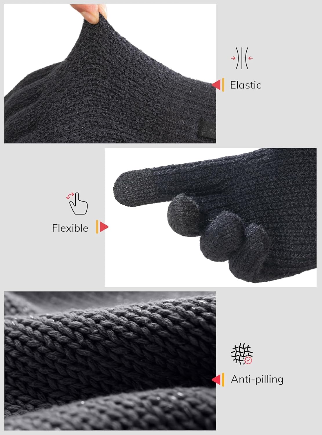 TRENDOUX Merino Wool Thick Winter Gloves for Men Women Touchscreen Fingers Stretch Warm Soft Skin-Friendly Anti-pilling - Image 5