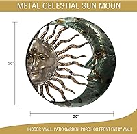 Vista 3 de Crescent Moon Sun - Placa de pared para jardín interior y exterior, decoración de pared de 20 pulgadas de metal con sol y luna