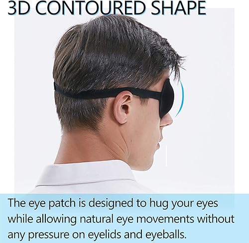 Miniatura 2 de Parche de ojo 3D para adultos y niños Parche de ojo ajustable (negro)