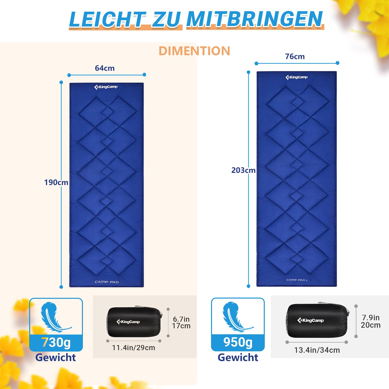 KingCamp Feldbett Auflage für Campingmöbel, Weiche Polsterung passend für Klappbett & Liege, Baumwoll-Mix, rutschfest & Waschbar, Komfort-Upgrade für Outdoor Betten