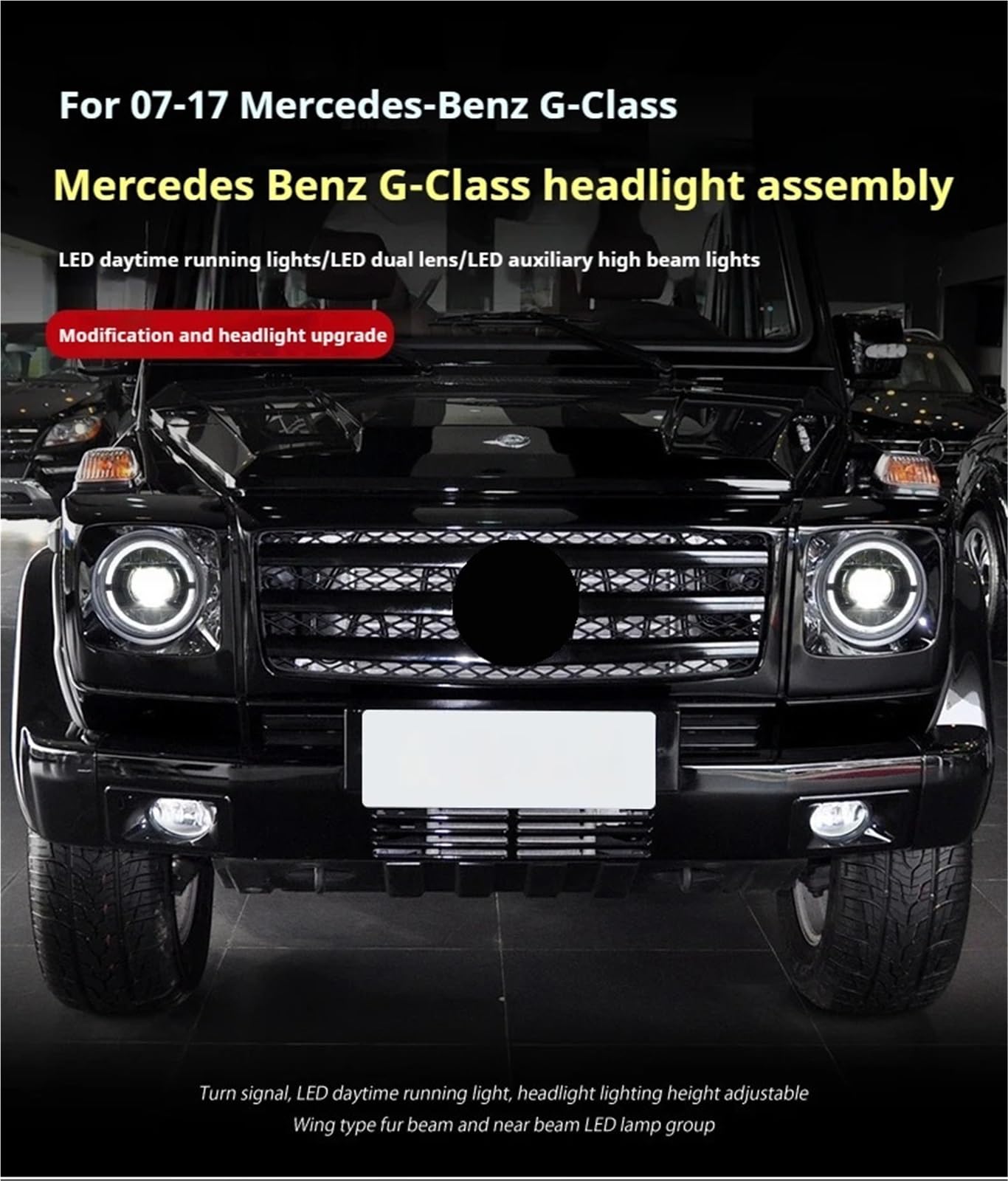 Zestaw reflektorów Head Lamp Do klasy G 2007-2017 W463 G350 G500 G55 G63 animacja DRL światła sygnalizacyjne reflektory samochodowe(Black)