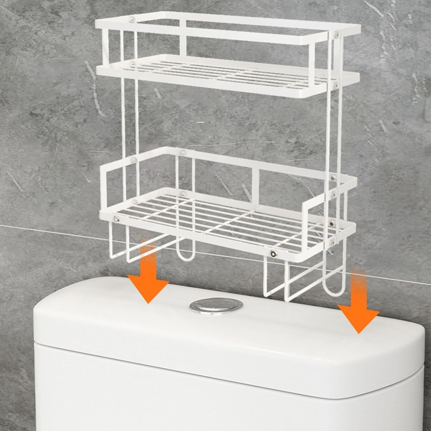 Étagère 2 Niveaux au-Dessus des Toilettes sans Perçage, Blanc
