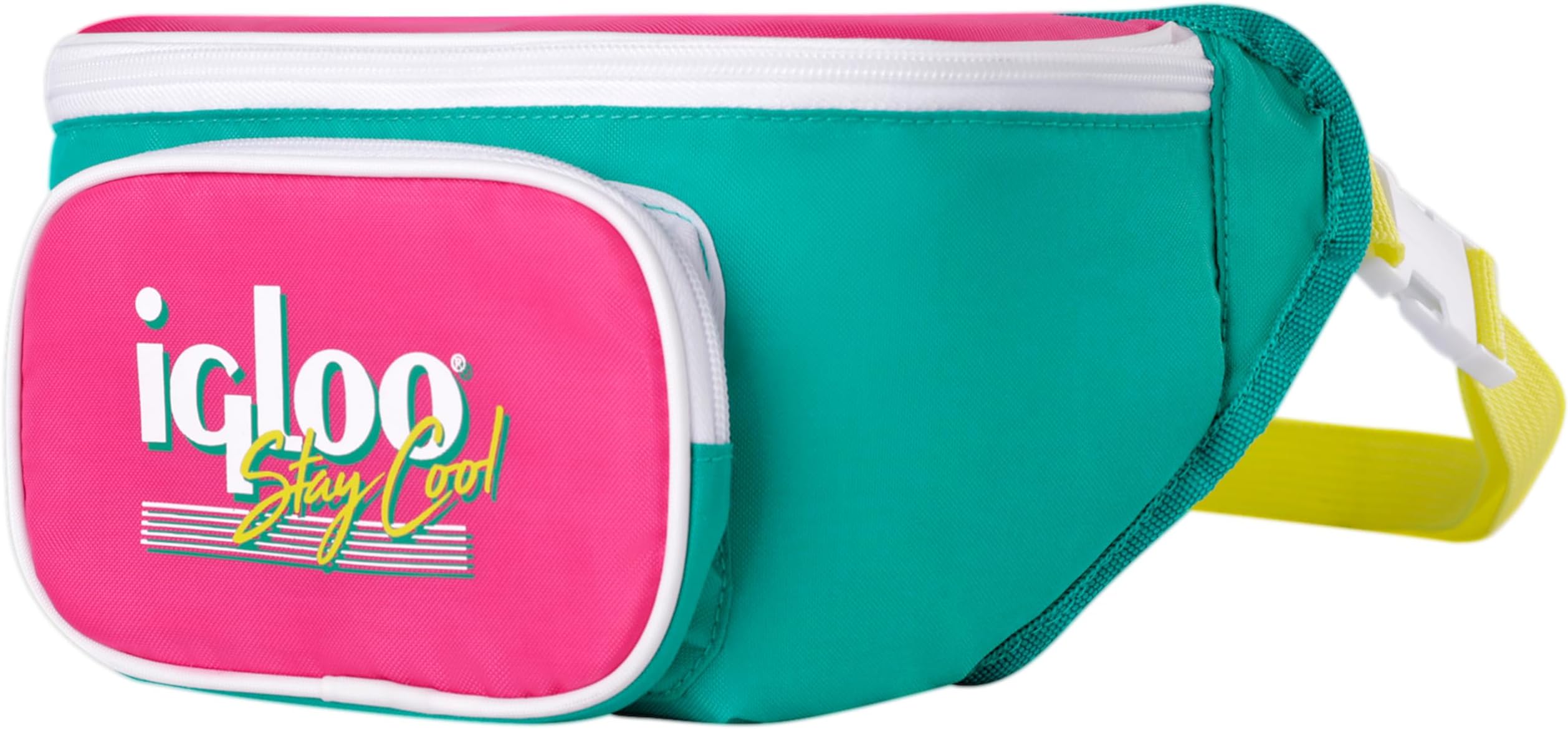 Igloo 00065477 90s Retro Collection Fanny Pack Portable Cooler with Front Pocket and Adjustable Waist Strap Holds 3 Cans, Multicolored