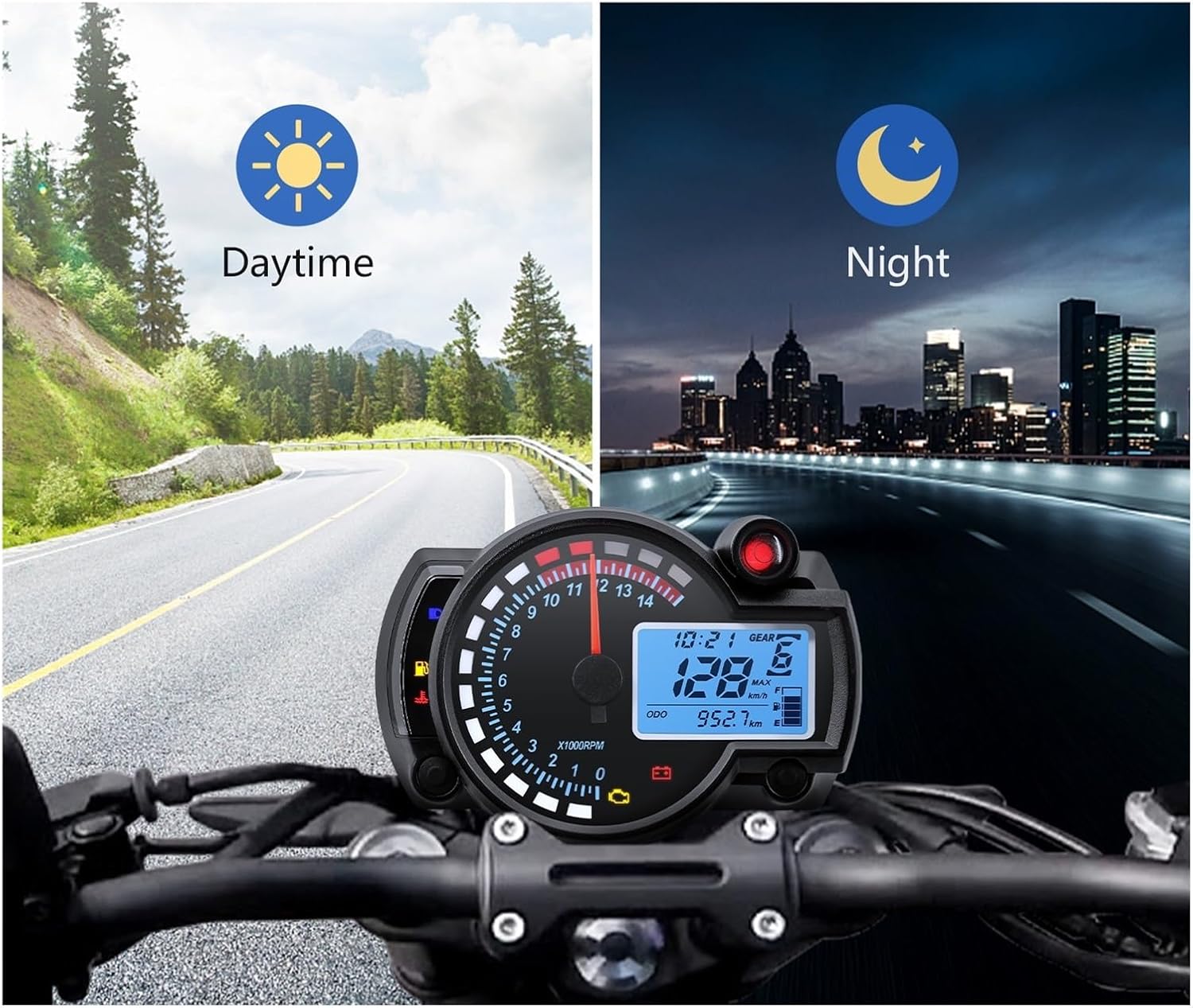 Speedometer Odometer Meter Universal Digital Motorcycle Odometer Speedometer 12V Motorcycle Instrument Universal Speedometer 7 Colors Auto Dashboardd