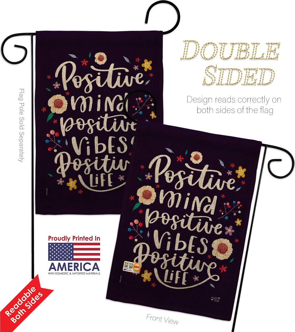 Positive Mind Burlap Burlap Garden Flag Sweet Life Inspirational Spiritual Hope Love Wisdom Support Emotion Postive Small Decorative Gift Yard House Banner Double-Sided Made In USA 13 X 18.5