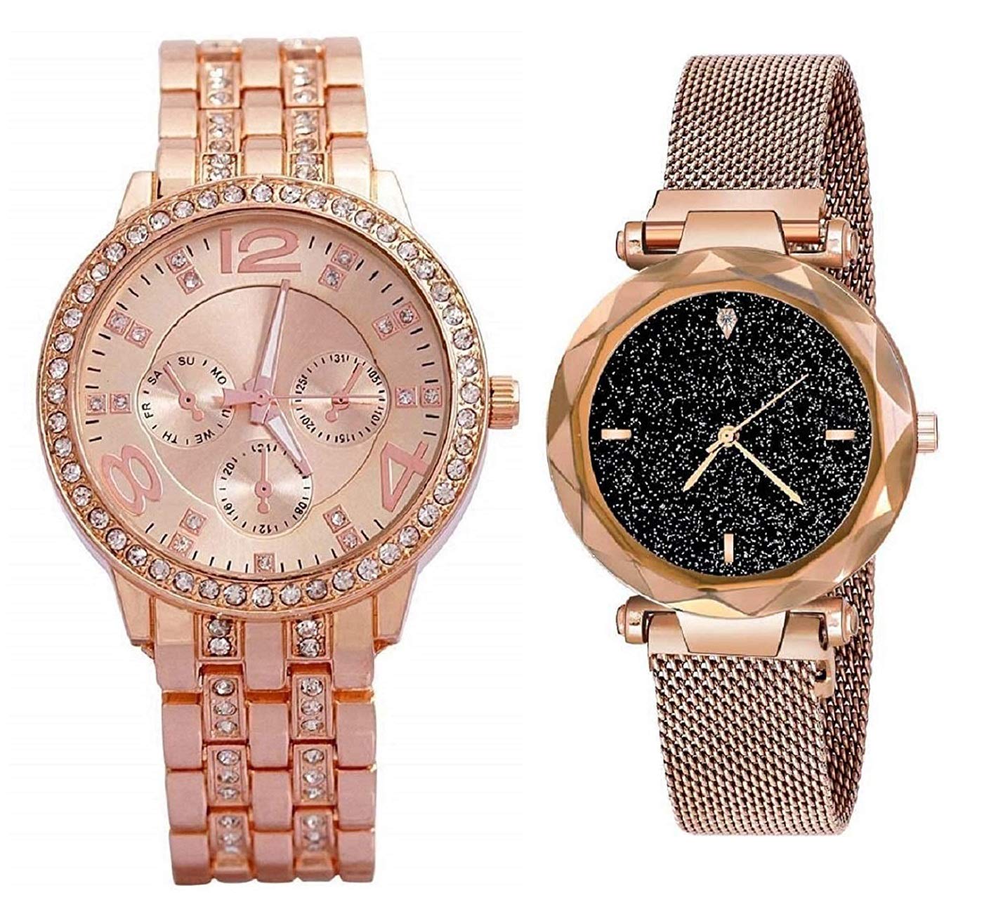 SELLORIA Golden Dial Magnet Strep Analog Watch for Girls and Women (B08RDCNQC7) Amazon Price History, Amazon Price Tracker