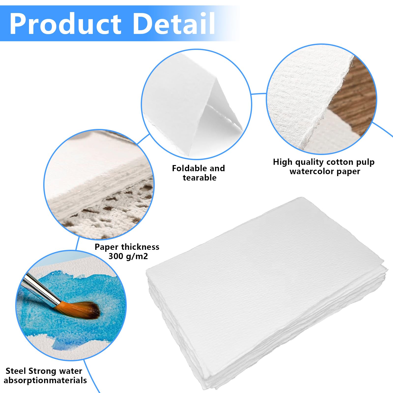 30 Fogli Carta Per Acquerello 300g/m² - Fatte A Mano 10,2x15,2 Cm - Pressata A Freddo - Per Pittura, Inviti, Biglietti