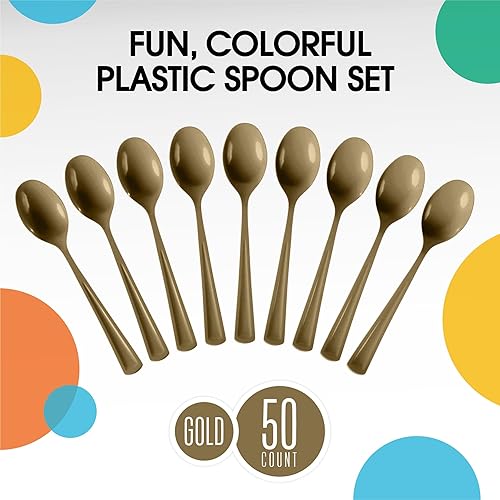 Miniatura 140 de Cubiertos desechables de plástico lavanda resistente, 50 unidades, incluyendo cucharas, tenedores y cuchillos