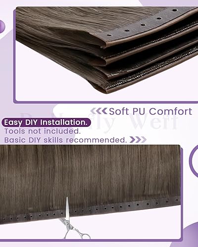 Miniatura 139 de LaaVoo Extensiones de cabello humano real para coser, extensiones de cabello humano de doble trama, color negro azabache, 18 pulgadas, 3.53 onzas