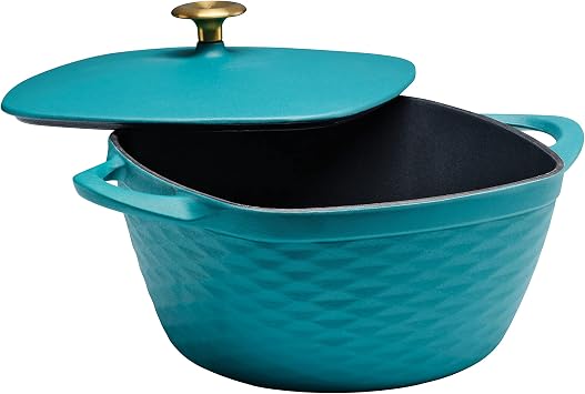 Tramontina Prisma Enameled Cast Iron 7-Qt Dutch Oven Pot with Lid, Teal