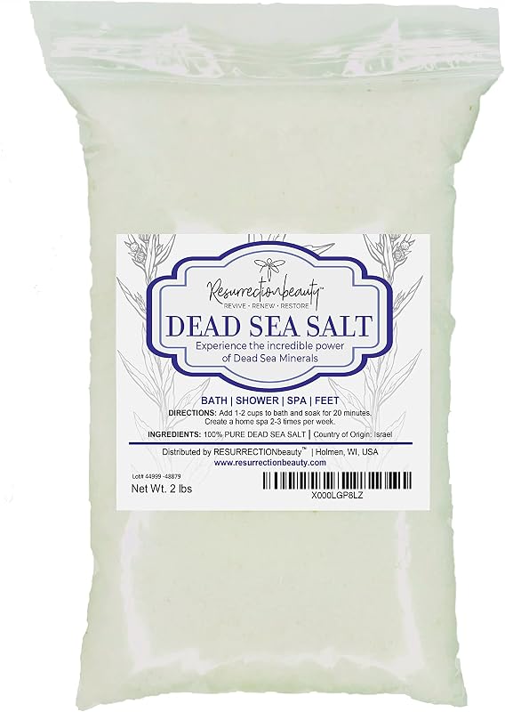 RESURRECTIONbeauty Sal do Mar Morto puro, sais para banho e esfoliação, imersão para banho e pés, 907 g