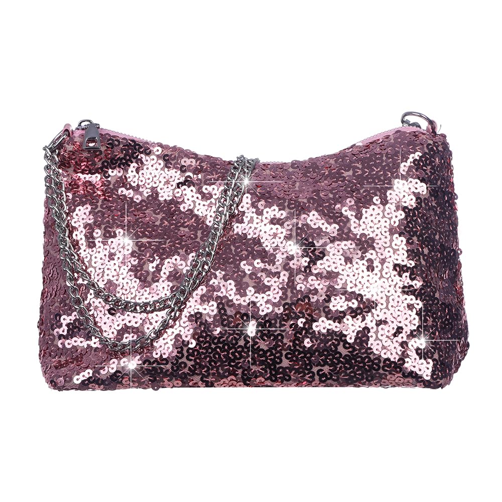 Octwine Shinny Sequin Bag Bucket Purse Handbag Shoulder Bags Pink Crossbody Bag Party Prom Crossbody Bag for Women