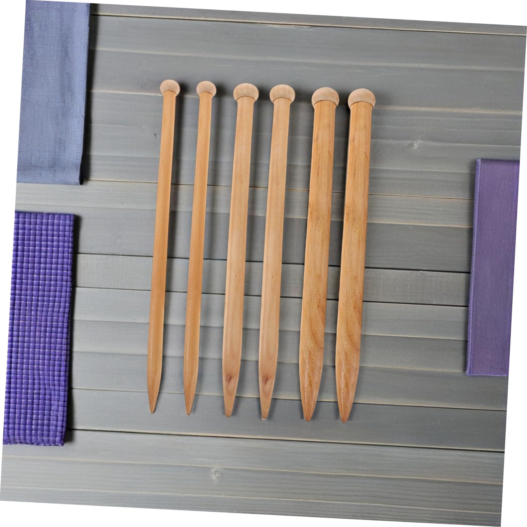 Agujas de Tejer de Madera Extragrandes Beige, 6 Piezas | Grosor Especial para Hilos Gruesos, Reduce la Tensión Dedos, Adecuado para Proyectos DIY y Decoración