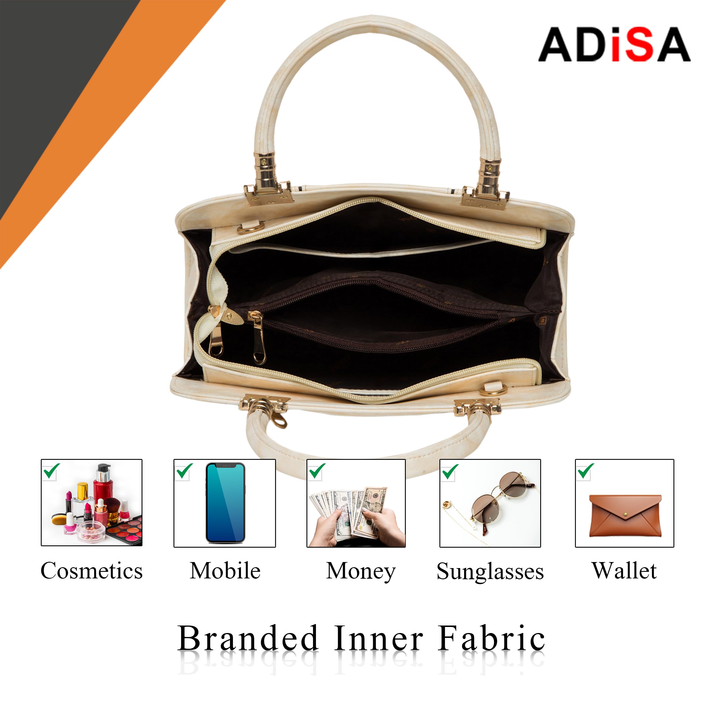 ADISA Dual Tone Shoulder Handbag for Women - Stylish Crossbody Bag with Sling Belt, Ladies' Purse with Top Zipper Closure, Gift for Women and Girls (AD4069) 3