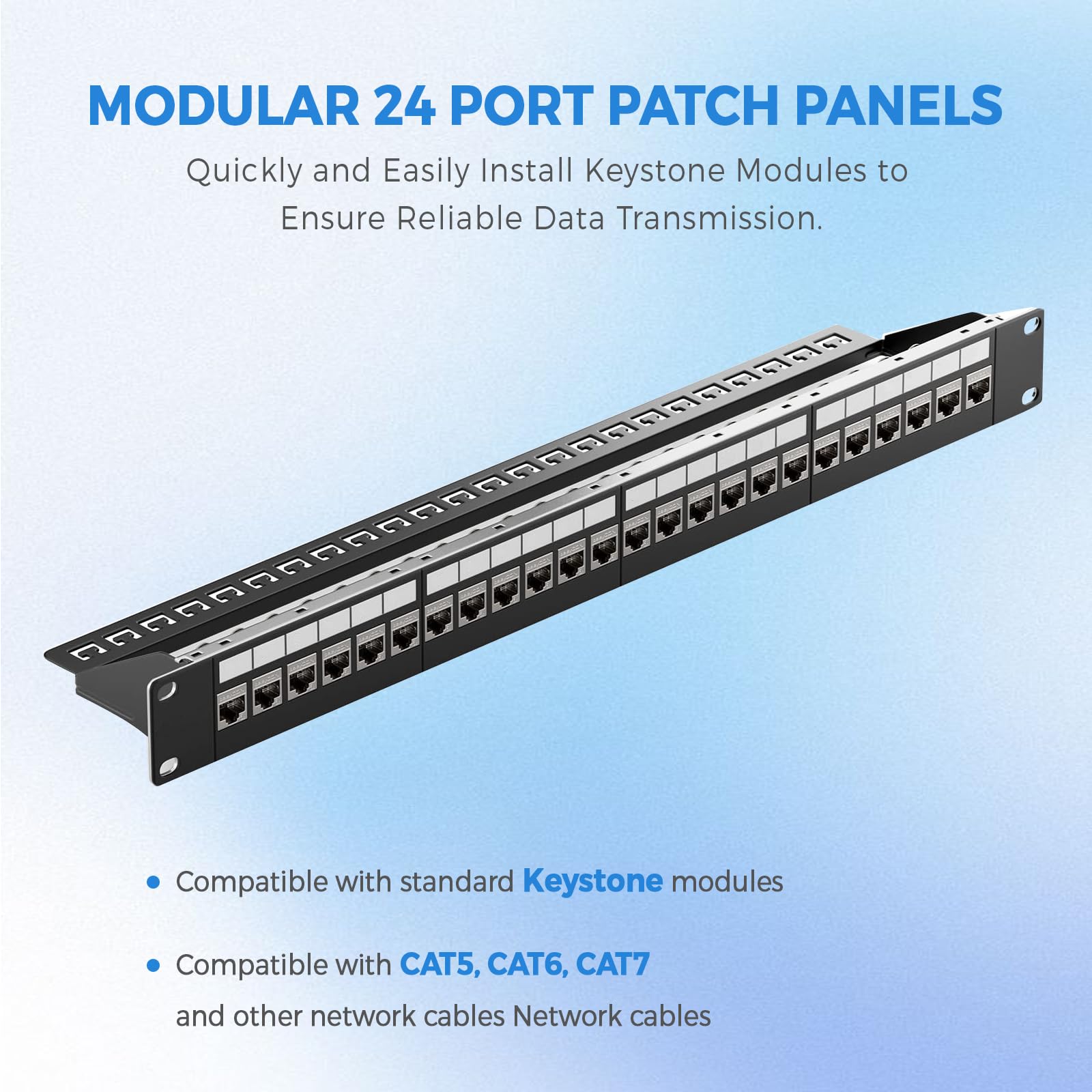 Pannello Patch Di Rete, Set Di Pannelli Patch Modulari Per Installazione Su Rack 1U (19 Pollici) E Accoppiatore Keystone Schermato Cat6a Compatibile Cat5, Cat6, Montabile Su Rack A 24 Porte