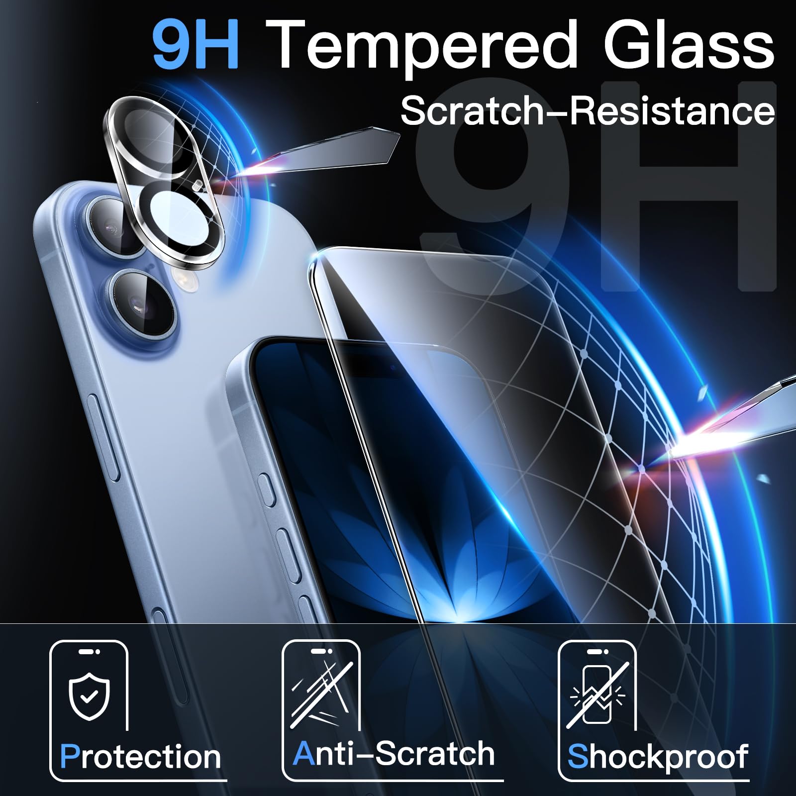 JETech Pellicola Protettiva per iPhone 17 6,3 Pollici con Protezione Obiettivo Fotocamera, Strumento Installazione Facile, 9H Durezza Vetro Temperato Film, HD Chiaro, Pacco da 2 Ciascuno