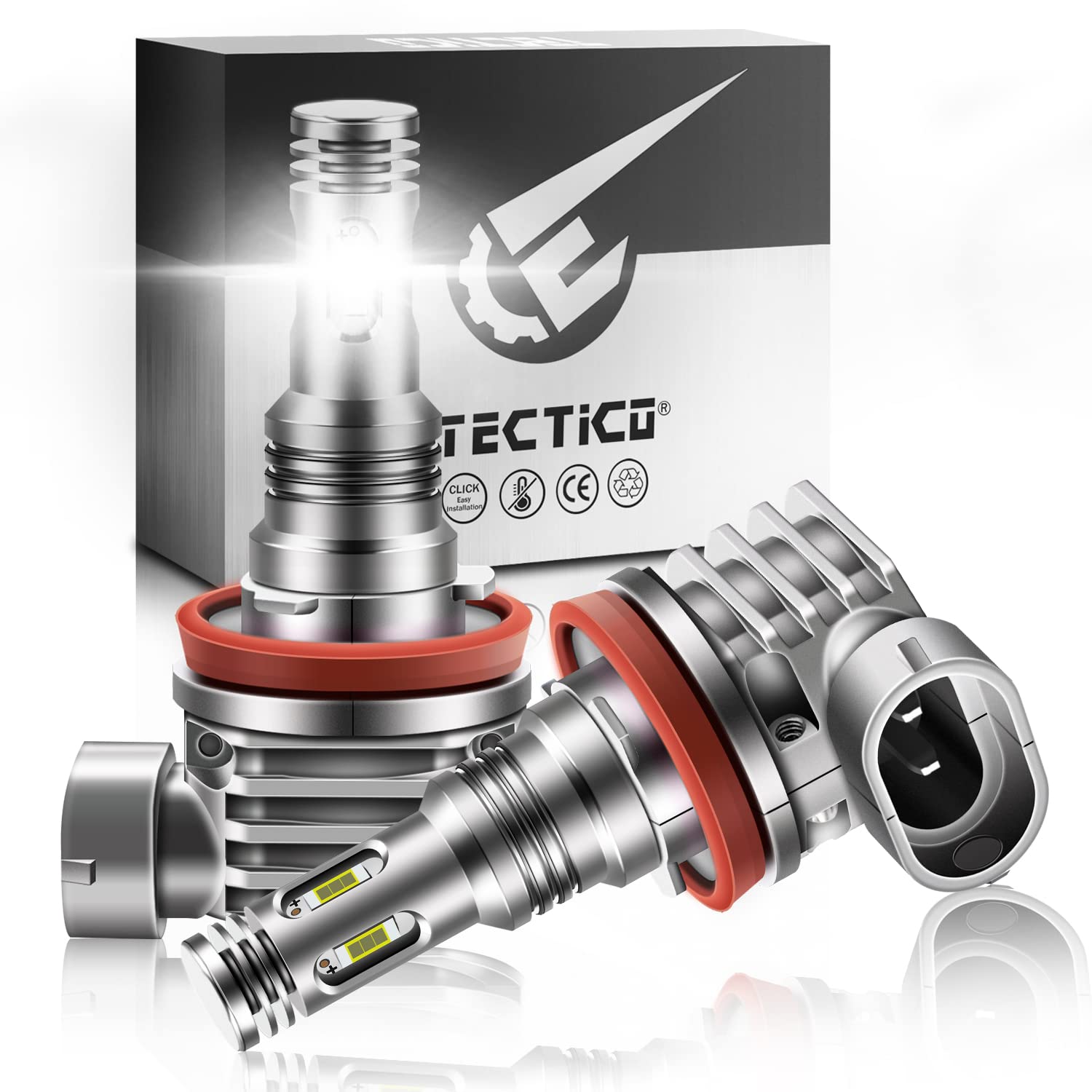 TECTICO Next Gen H8 LED Angel Eyes światła przeciwmgielne 100% Canbus bez błędów 6000 K ksenonowe białe 12 V 40 W halo pierścień DRL do E60 E92 E90 E91 E93 E70 X5 E71 E72 X6 E82 E87 E61 E63 E64 , 2