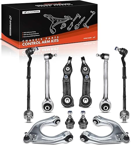 A-Premium Juego de 10, brazo de control inferior superior delantero, rótula inferior, conjunto de extremo de barra de acoplamiento exterior