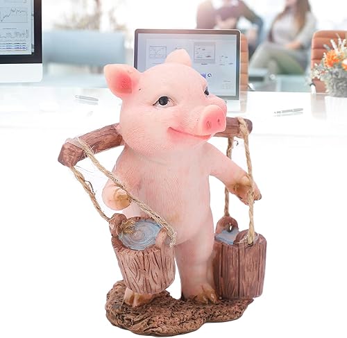 Miniatura 2 de Wnvivi Resin Pig Statue,Cartoon Pink Pig Statue,Mini Pig Figurine,Cute Animal Sculpture for Desktop Garden Balcony Shelf Ornament