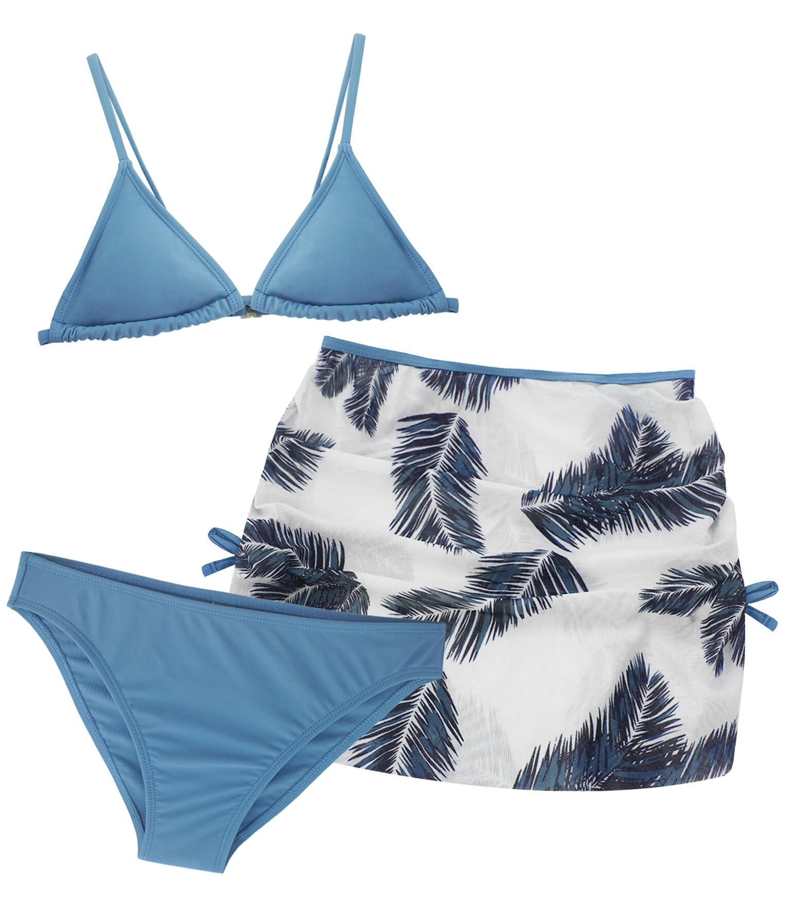 AIEOE Set 3 PCS Bañador con Falda Niñas Bikini con Motivo Floral Traje de Baño Verano para 8-14 Años