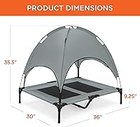 Vista 7 de Cama de malla elevada para perro Best Choice Products, con toldo desmontable, bolsa de viaje, tela transpirable., 36 pulgadas, Gris