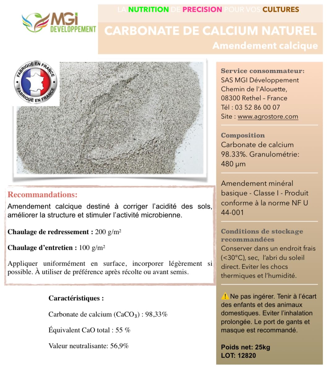 Löschkalk – Calciumcarbonat – ideal für Landwirtschaft und Bauarbeiten – Profi-Qualität – Beutel mit 900 g, 2,5 kg, 4,5 kg, 14,5 kg, 19 kg oder 25 kg (25 kg)