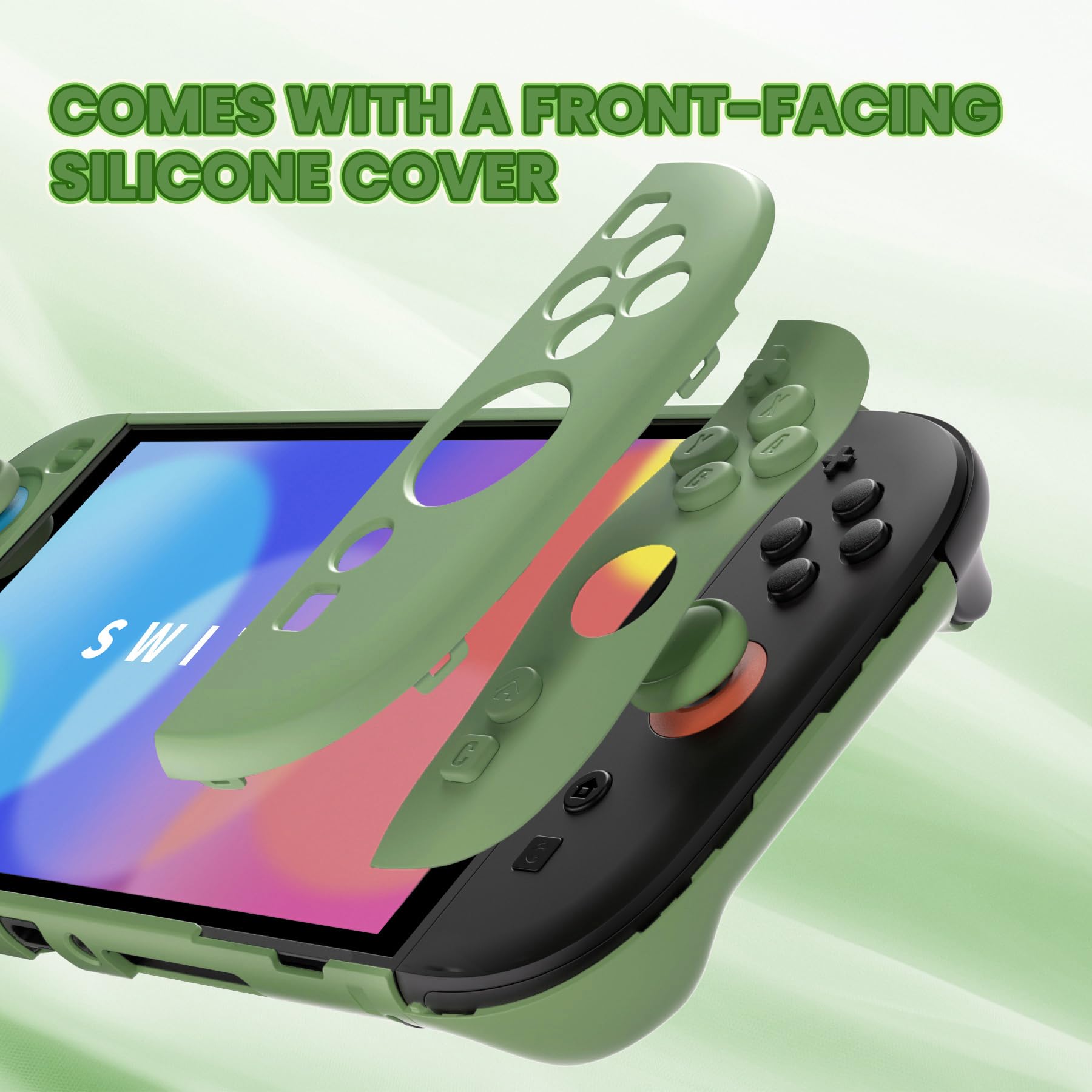 PlayVital per Switch 2 Cover Rigida Dockable, Custodia Protettiva Adesivi per Nintendo Switch 2 Console, Copri Tasti & Gommini per Joycon 2, Accessori Antigraffi Antiurti, Matcha Verde