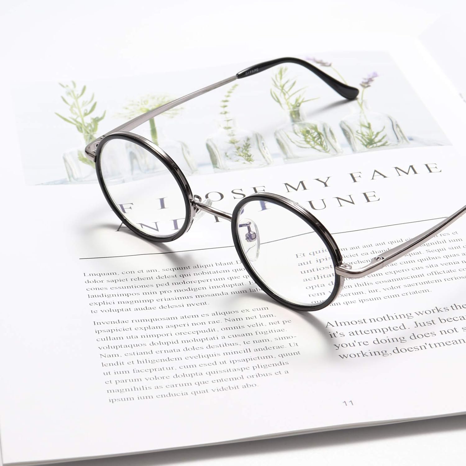 Vintage Round Metal Frame Reading Glasses With Spring Hinge，Eye Protection