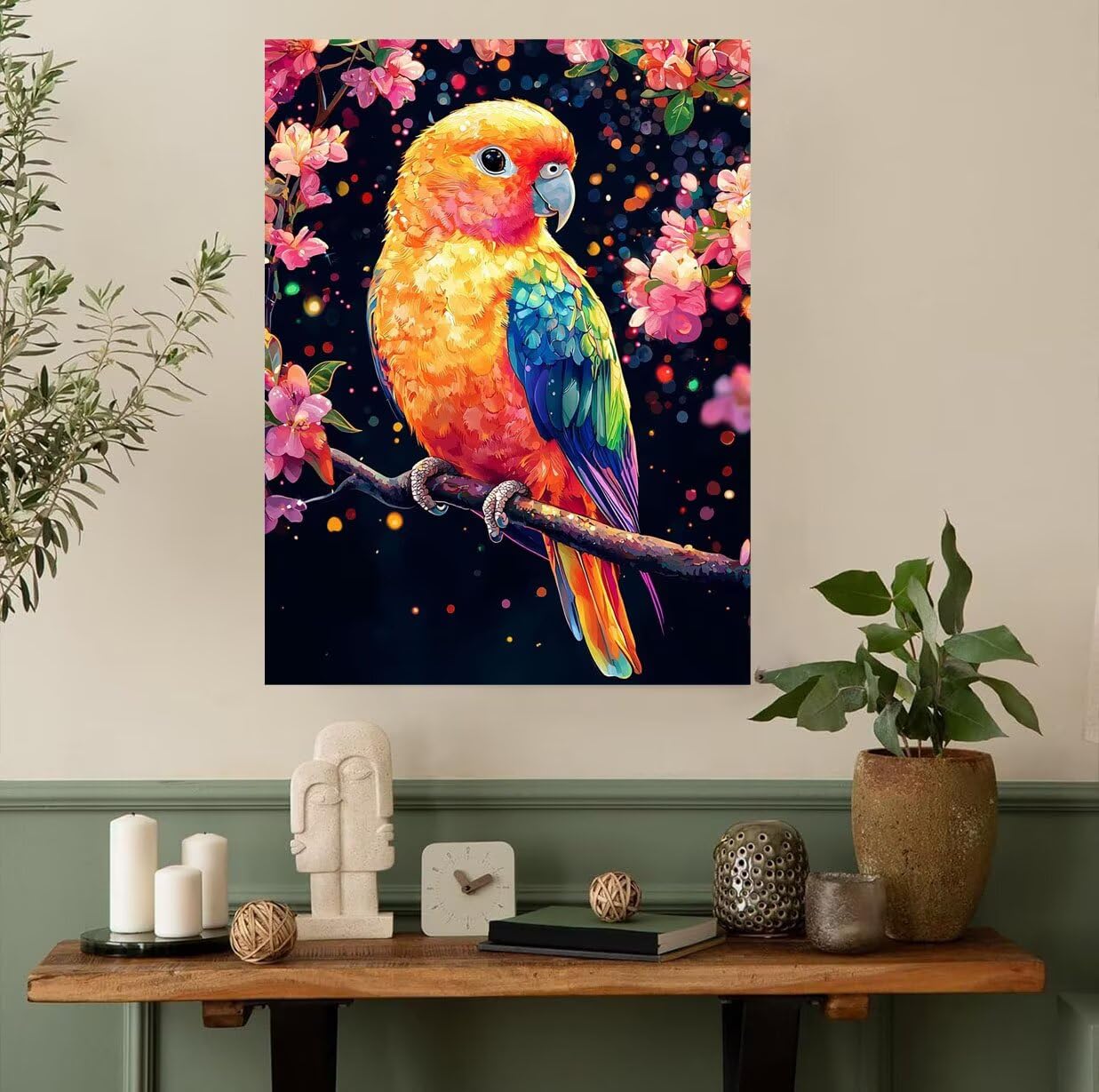Malen nach Zahlen Erwachsene Tier, Papagei 1 Malen Nach Zahlen Bastelset Erwachsene leinwand, DIY Paint by Numbers Kreativ Set mit Pinseln und Acrylfarben, für Home Décor, Ohne Rahmen 80x100cm n0n0906