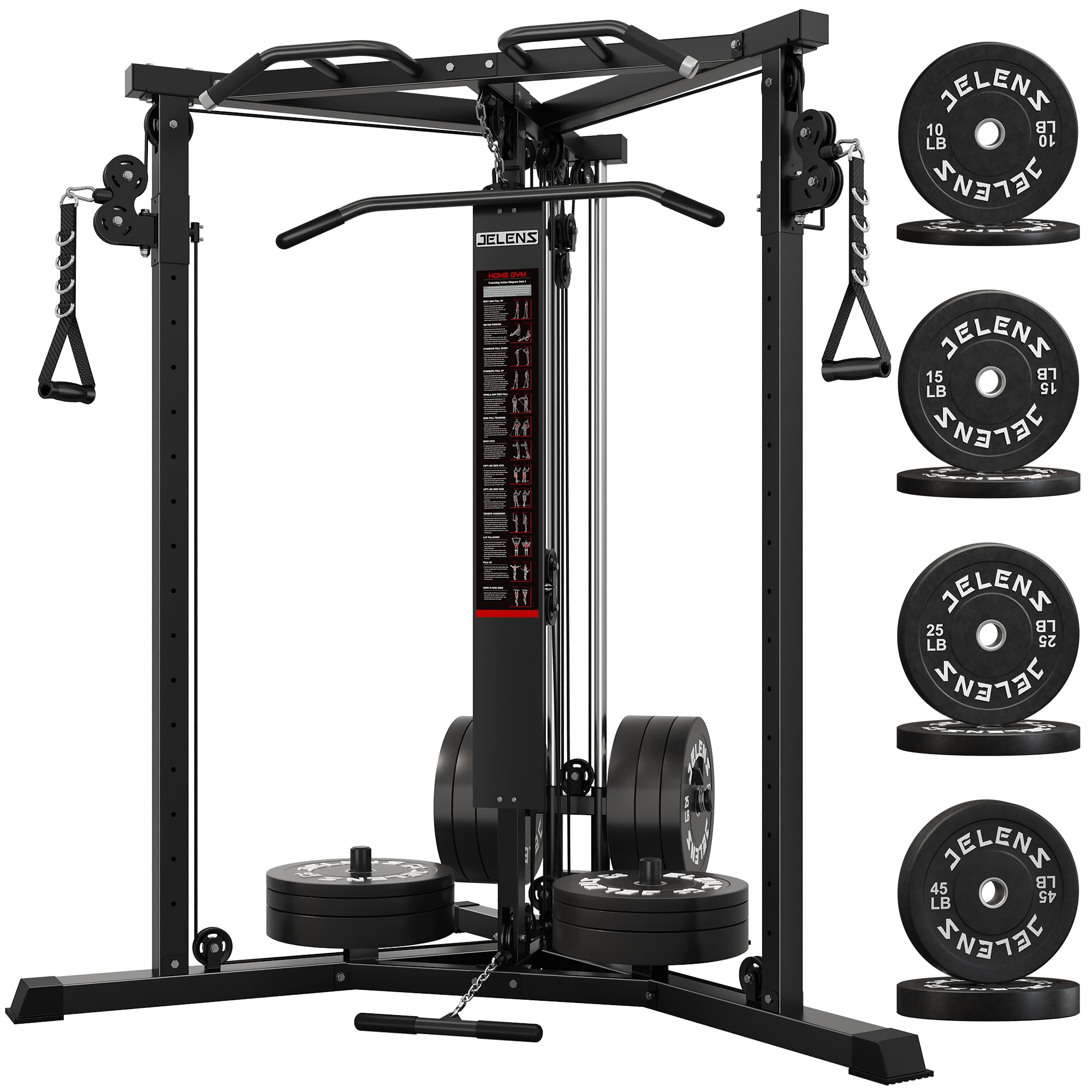 CC01 Cable Crossover Machine with High and Low Pulley System, Functional Trainer with Pull Up Bars and Optional Bundle, Cable Machine for Home Gym Power Workout