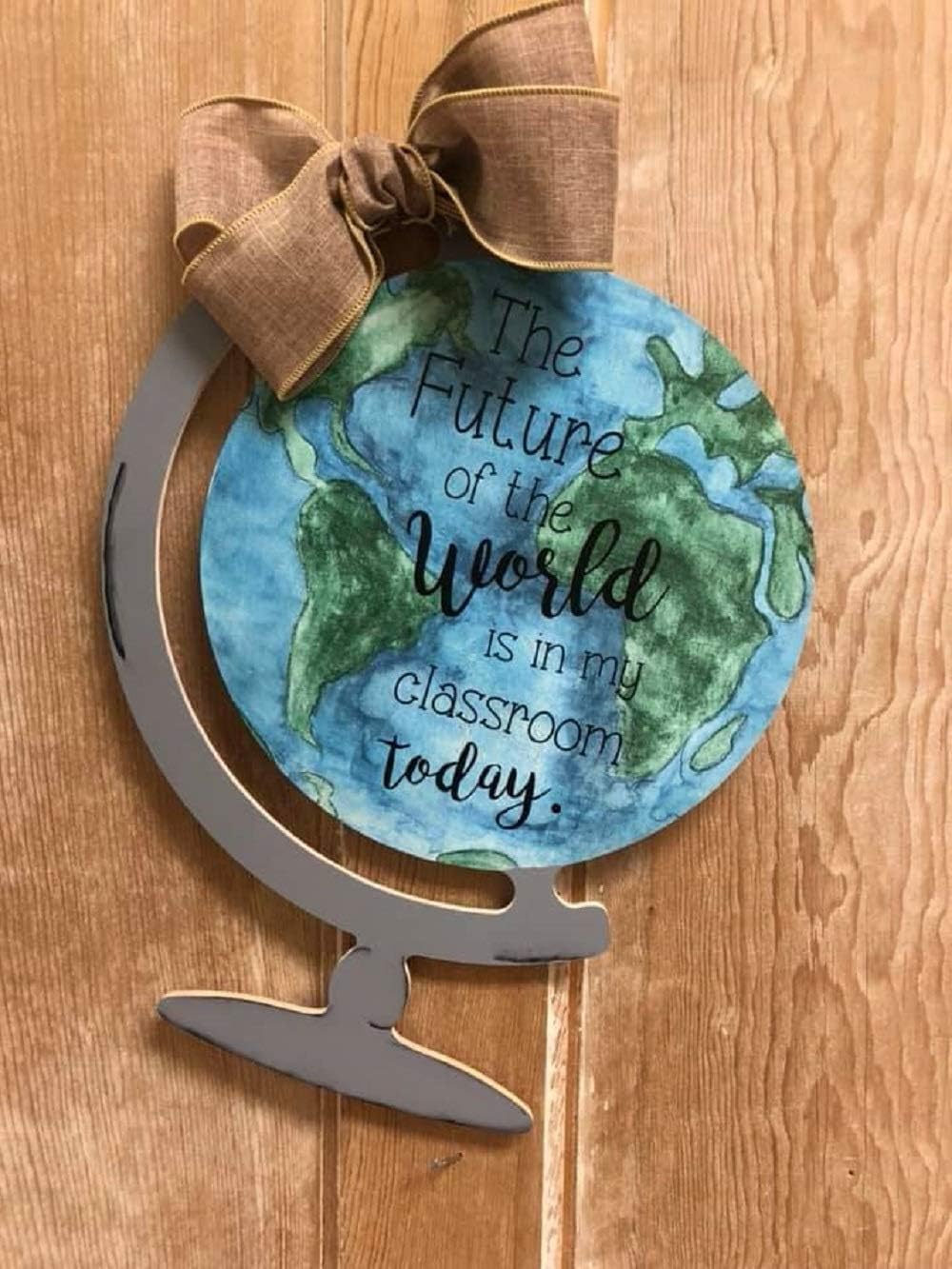 Globe Cutout Unfinished Wood Shaped Canvas School Decor Geography Door Hanger MDF Style 1