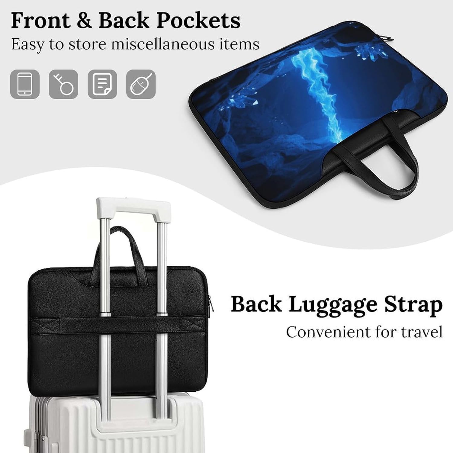 Blue Flame 42x30.5cm Black-style Laptop Bag Leather Tablet Computer Briefcase Large Capacity Work Business Tote Bags for Office
