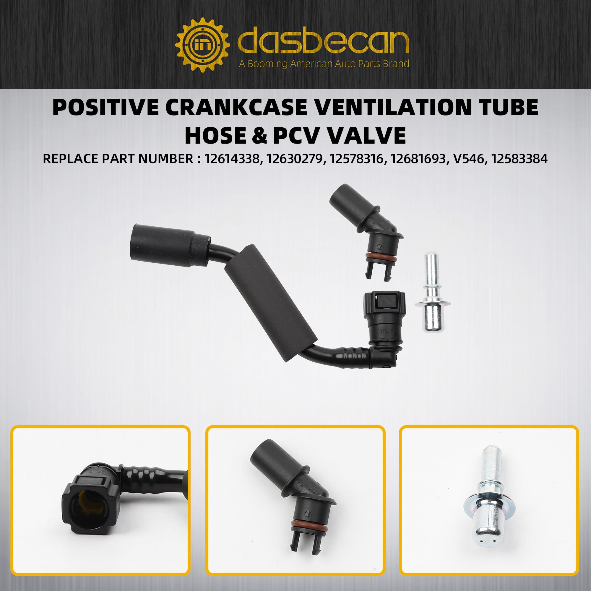 Positive Crankcase Ventilation Valve Tube Hose And PCV Valve Fitting Adapter Connector Right Kit Fit For Chevy Traverse Buick Enclave GMC Acadia 2012-2017, Replace 12648138 12681693 12583384 - View #10