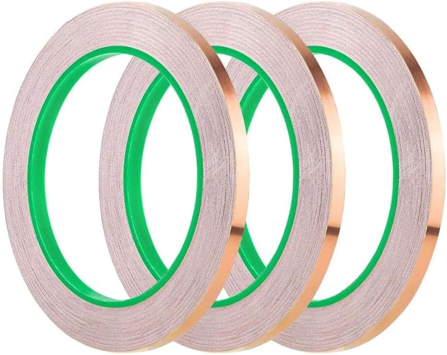 Copper Foil Tape - 3pcs Double-Sided Conductive Copper Tape with Adhesive for EMI Shielding, Stained Glass Supplies, Soldering, Electrical Repairs, Paper Circuits, Grounding, 5mmX 20m