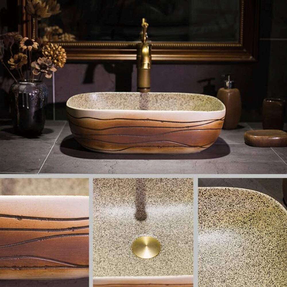 Szafka Pod Umywalkę Z Umywalką, Umywalka Nablatowa, Umywalka Nablatowa 16" W Stylu Vintage, Prostokątna, Porcelanowa, Ceramiczna, Umywalka Nablatowa
