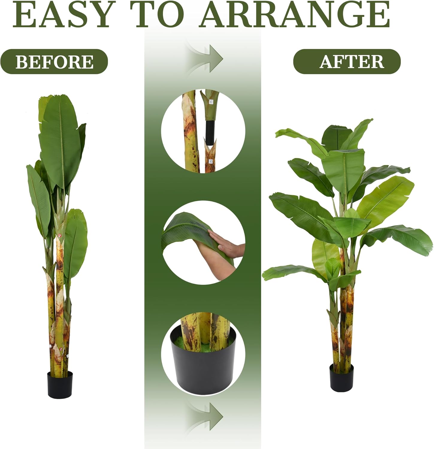 Artificial Banana Tree 8FT- Tall Fake Banana Leaf Plant with Realistic Trunks and Vivid Leaves, 96 Inch Large Faux Tropical Floor Plants for Home Office Poolside Porch Mall Hotel Indoor Outdoor Decor - Image 8