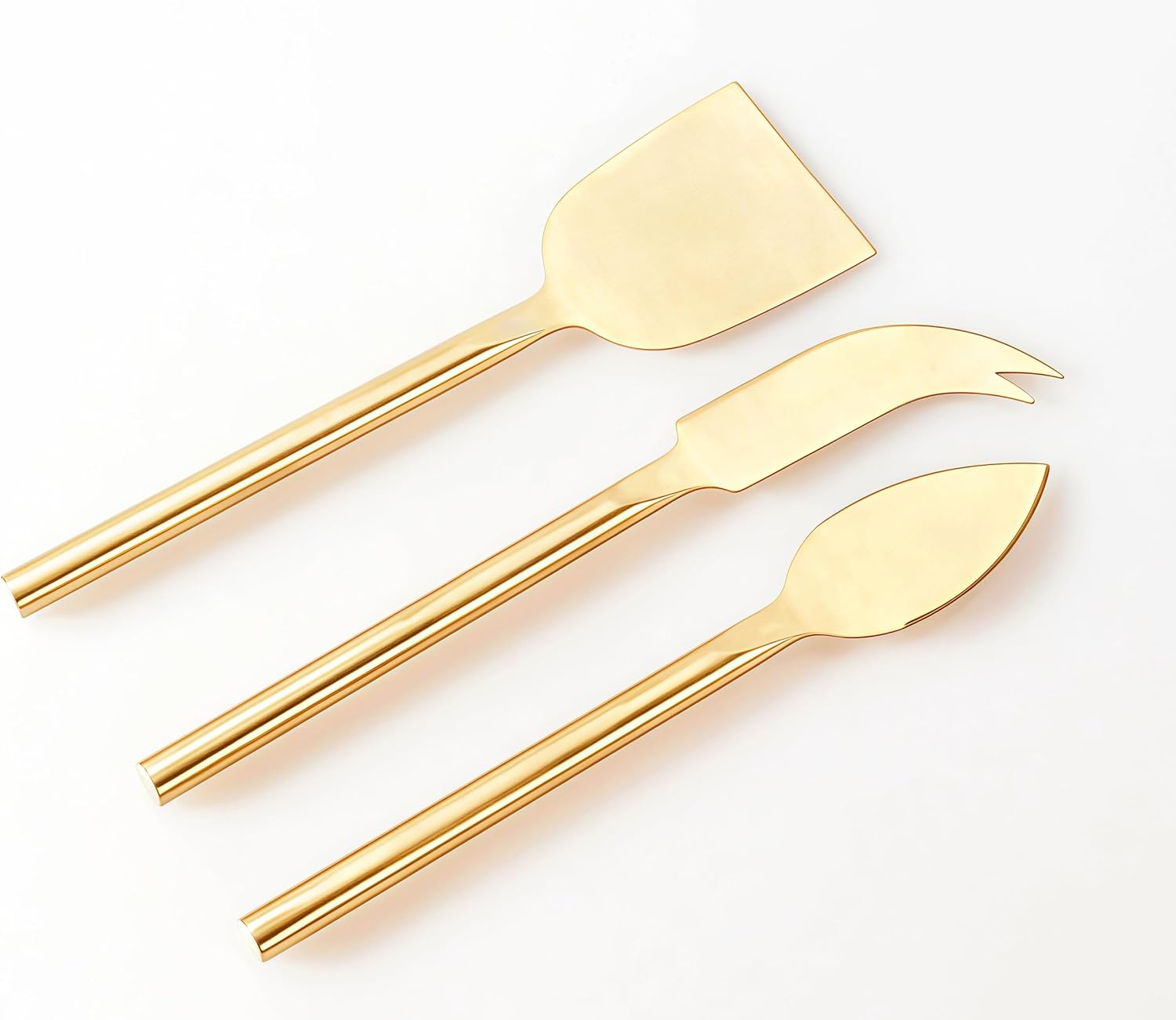 Long Handle Gold Cheese Knife Set of 3 Beautiful Appetizers n Charcuterie Utensils Pronged n Flat & Parmesan Knives Long Handle Gold Cheese Knife Set of 3 Beautiful Appetizers n Charcuterie Utensils Pronged n Flat & Parmesan Knives