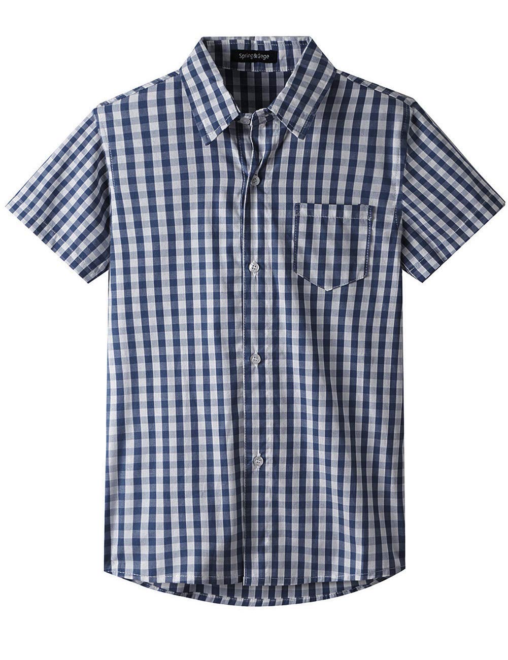 Spring&Gege Camisa de vestir de popelina de manga larga para niños