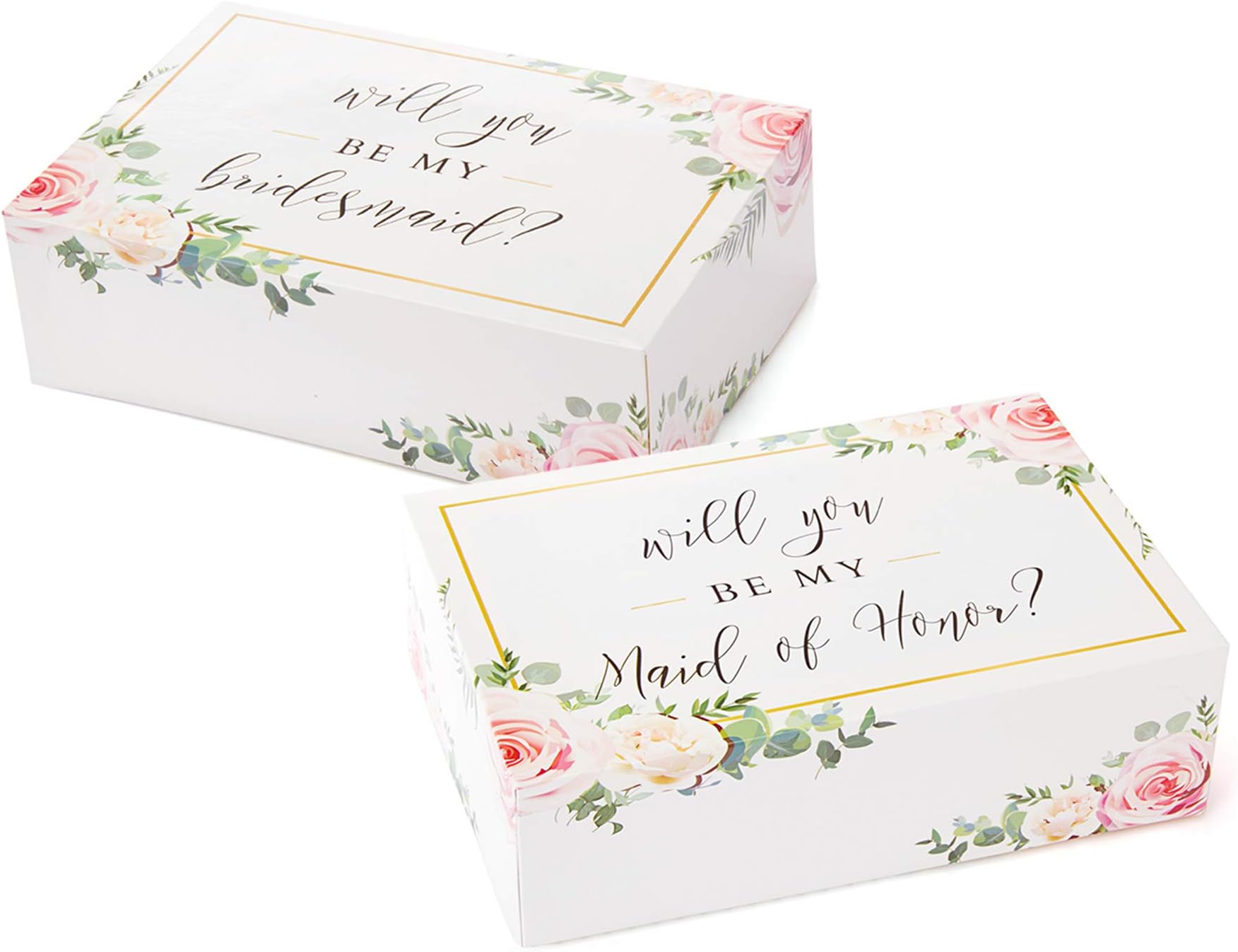 Pop Fizz Designs Bridesmaid Proposal Box Set {6 Pack} 1 Maid of Honor Proposal Box and 5 Will You be My Bridesmaid Boxes I Floral Bridesmaid Box for Bridesmaid Gifts
