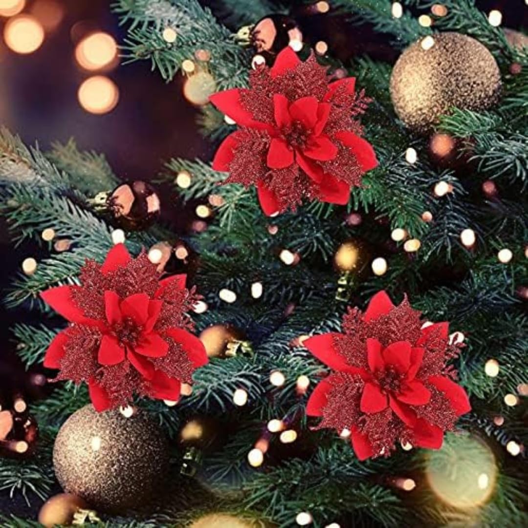 Decorazioni Albero Di Natale Argento Dwafill Fiori Albero Di Natale, 15  Pezzi 14 * 14CM Fiori Grandi Fiocchi Albero Natale, image size:1080x1080