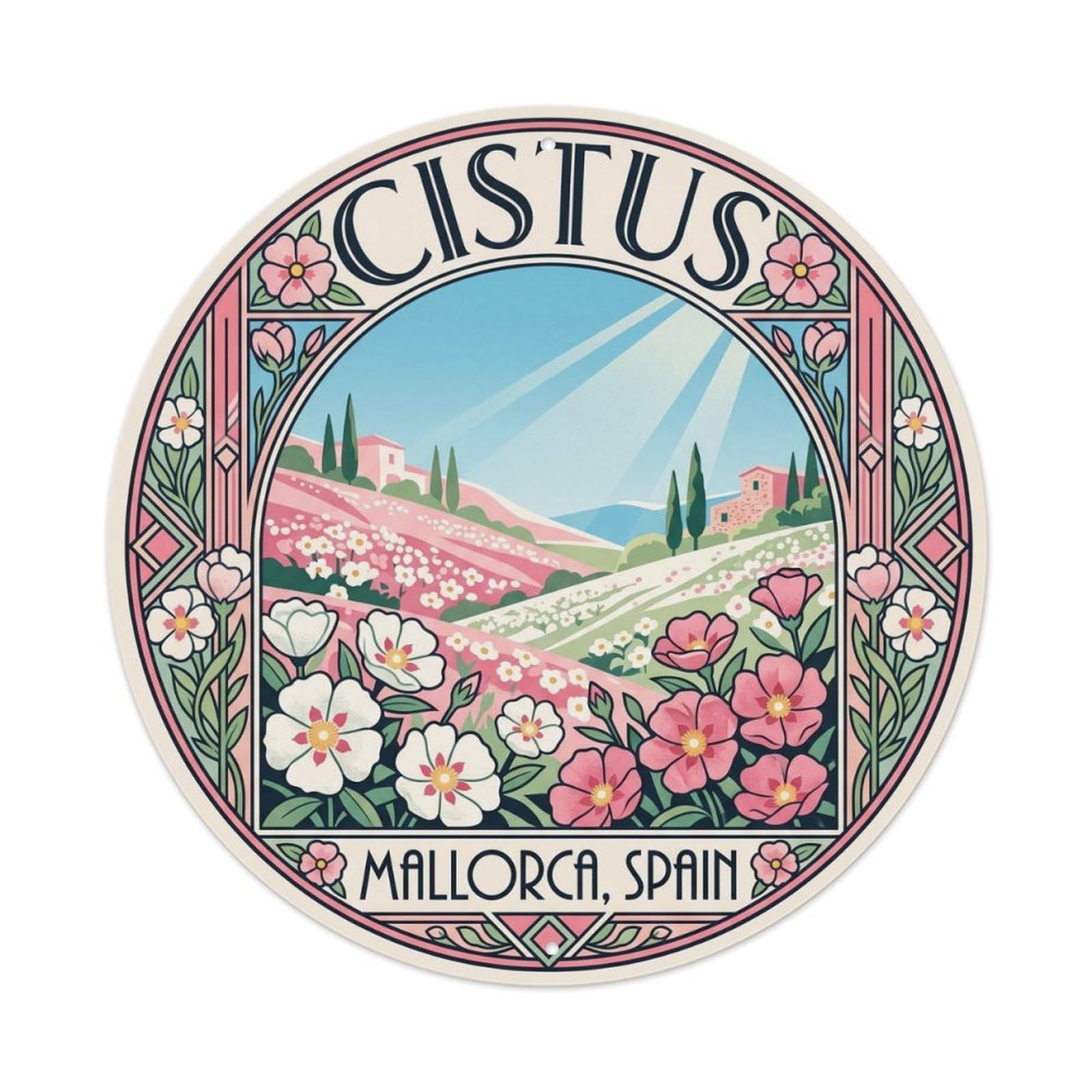 Mallorca Cistus Balearic Travel Mediterranean Coast Metal Tin Sign