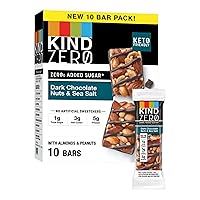 Vista 9 de KIND ZERO Barras sin azúcar agregado, chocolate negro, nueces y sal marina, aperitivos aptos para dieta cetogénica, sin gluten, 0.18 onzas