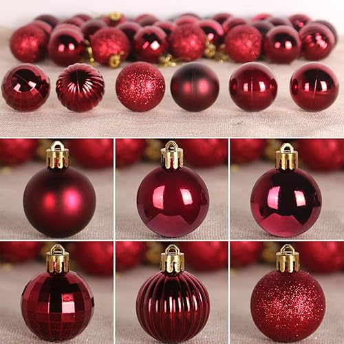 Miniatura 11 de Juego de 10 esferas de Navidad plateadas y rojas de 2.5 pulgadas, adornos para decoración de árbol de Navidad, inastillables, para cumpleaños