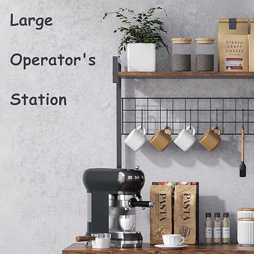 Miniatura 7 de Armario de café de granja  Aparador de 31 pulgadas con 8 ganchos y cesta de almacenamiento deslizante extraíble, ideal para cocina, comedor y sala