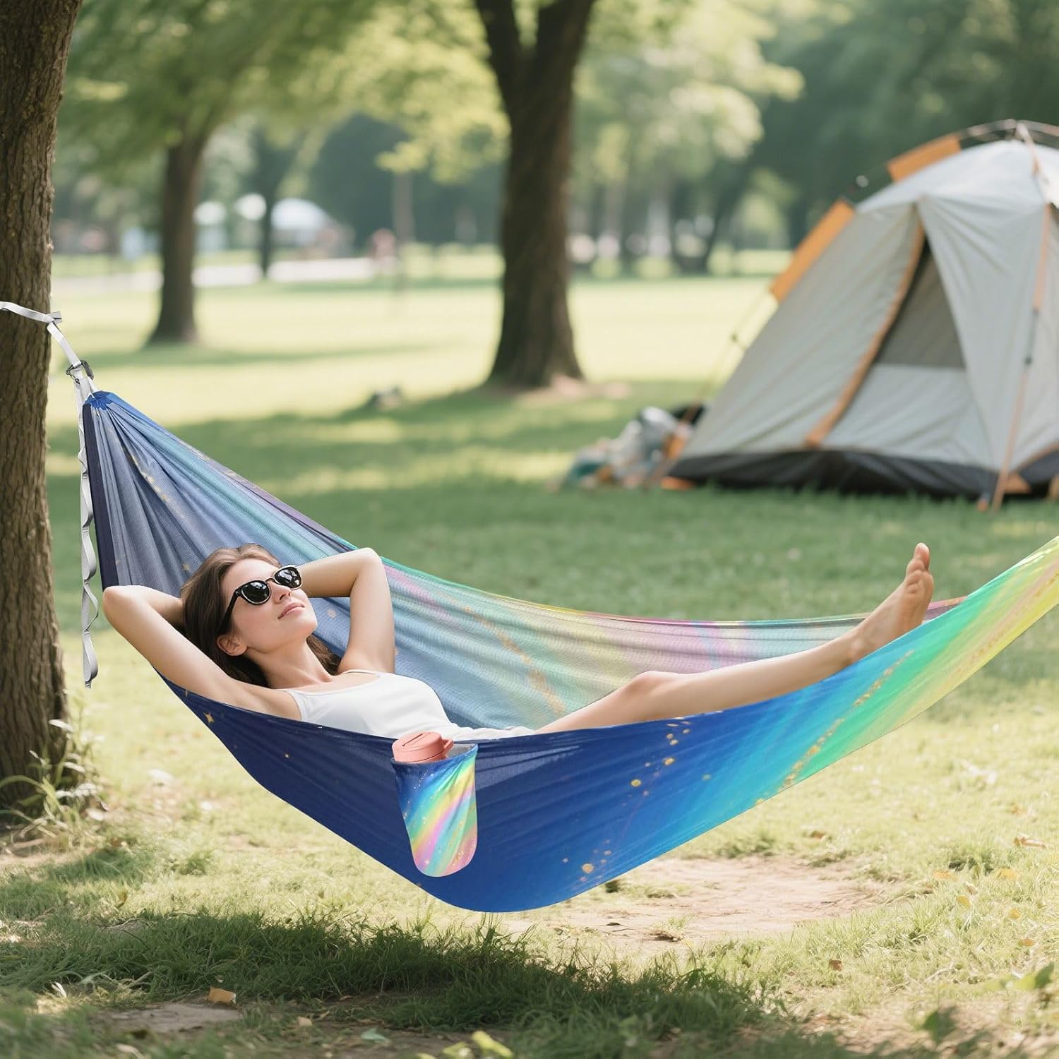 Colored Irregular Abstract Hammocks Rope Hammock for Camping Travel Accessories