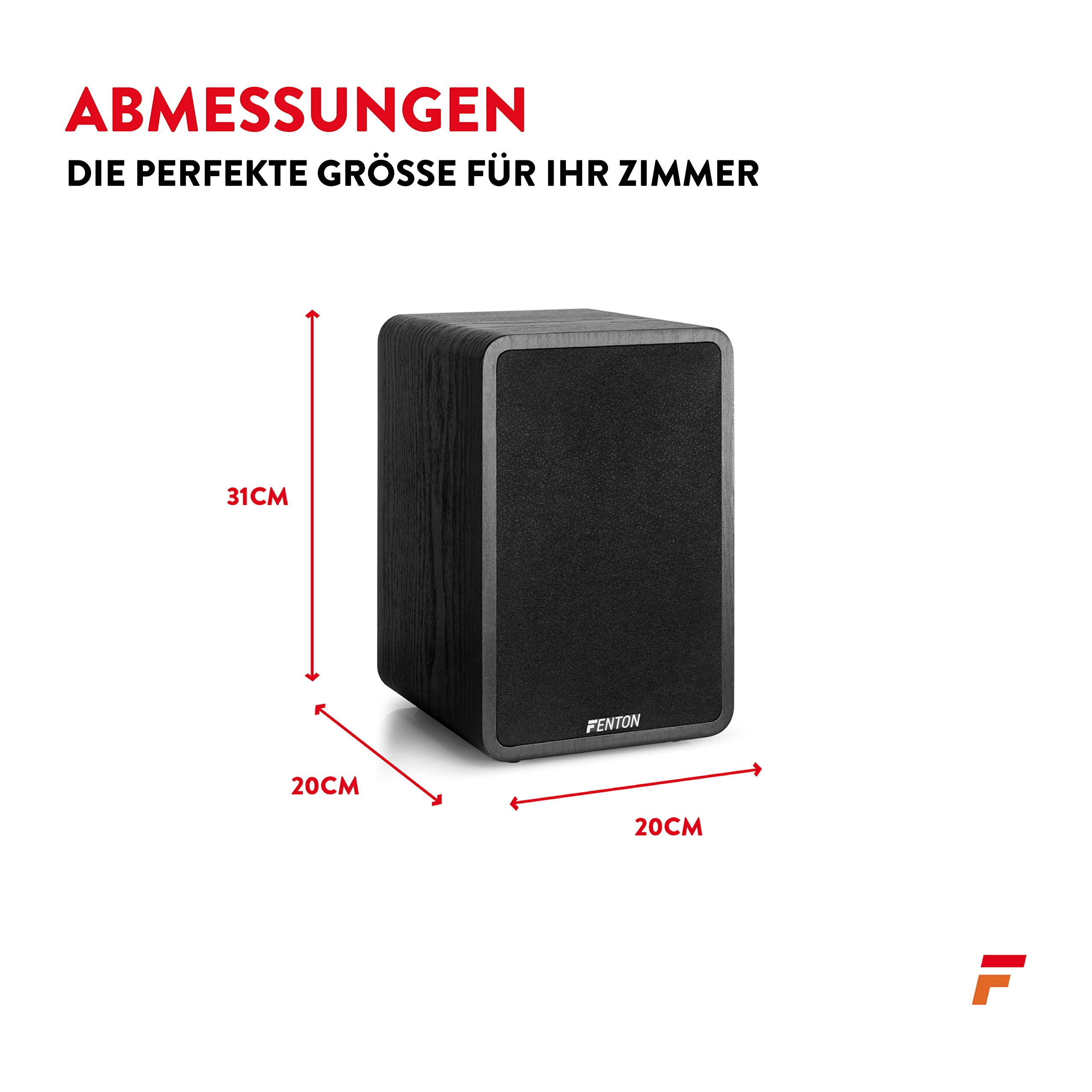 Fenton SHFB65 HiFi Lautsprecher, Regallautsprecher 6,5 Zoll, 200 Watt Kompaktlautsprecher, rutschfeste Gummifüße, Schraubklemmen, Lautsprecherset, Stereo Boxen