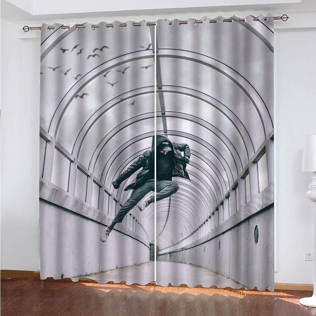 Cortinas Dormitorio Juvenil 160x200 Cm Térmicas Cortina Salon Dormitorio Moderno Con Ojales 2 Paneles 3D Chico Hip - Hop Del Pasillo Cortina Opaca Juvenil Sala Estar Niño, Cortinas Ventana Aislantes