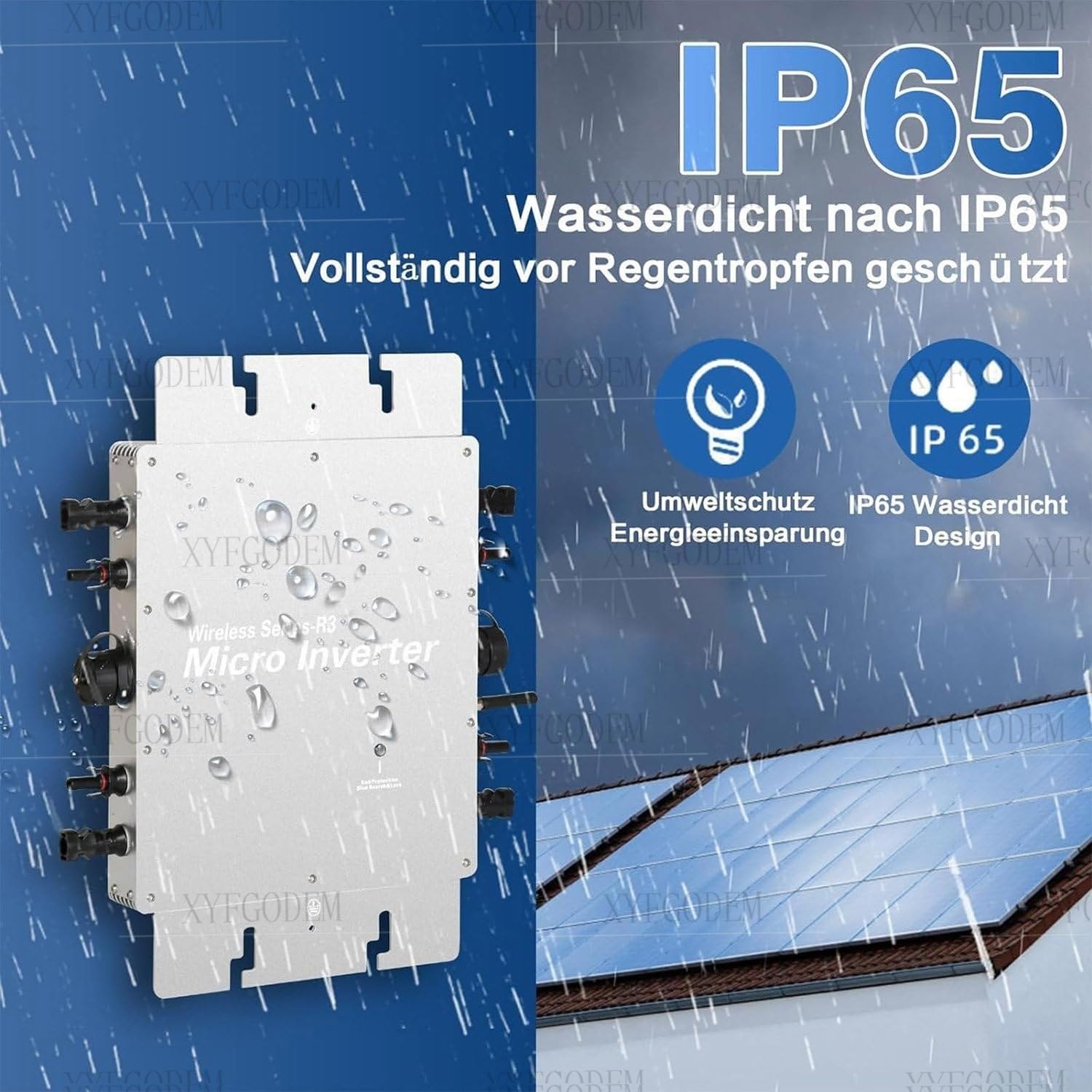 Microinversor Solar de 2000W con Control WiFi y Certificación IP65 - Inversor Conectado a la Red para Techo al Aire Libre