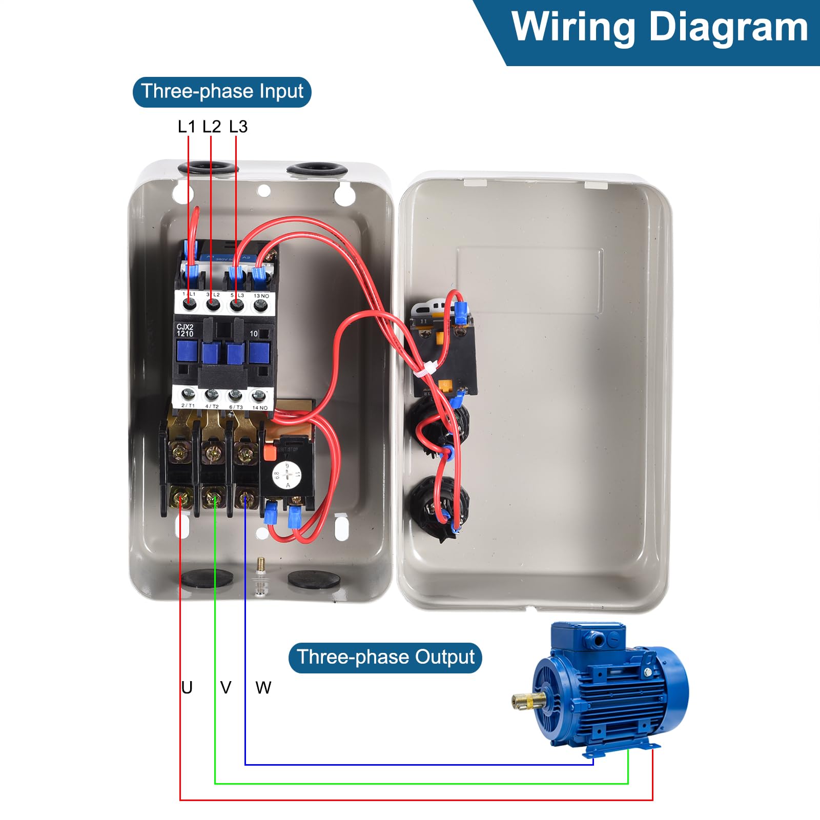 QUARKZMAN Arrancador Magnético de Motor Eléctrico 380V 4KW 5HP, Interruptor Magnético de Arranque de Motor Trifásico para Compresor de Aire