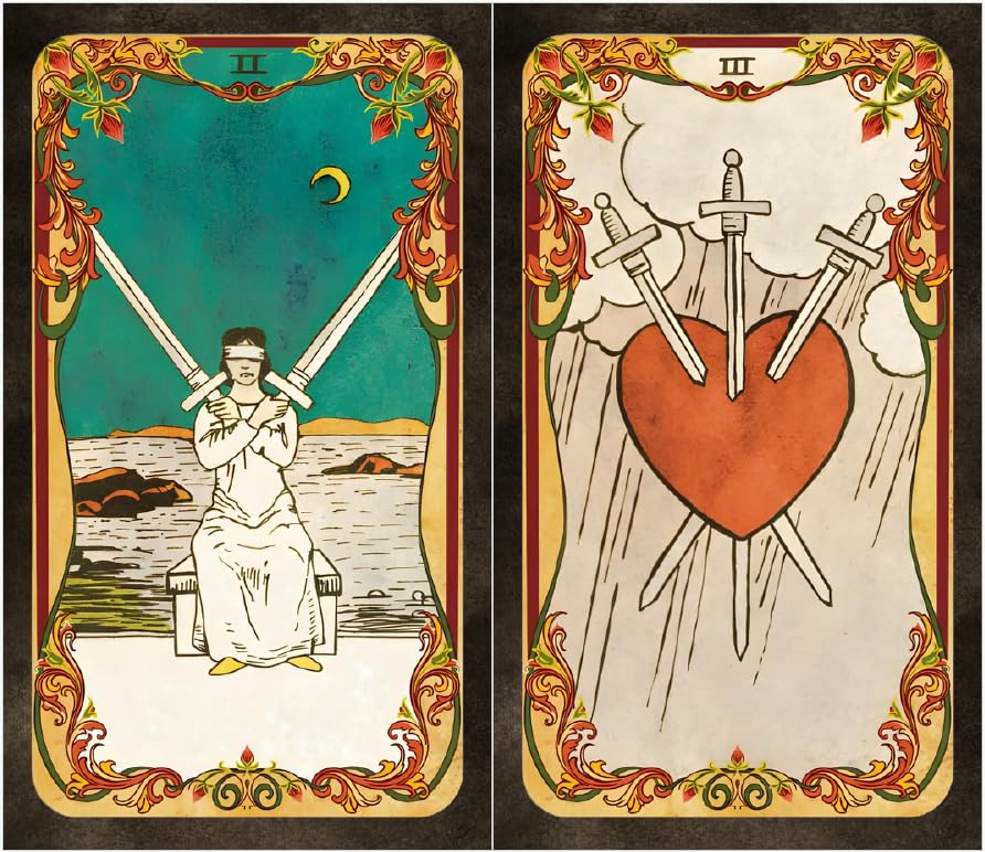 Cartes de tarot vintage Shabby Chic basées sur le tarot classique 78 RW.